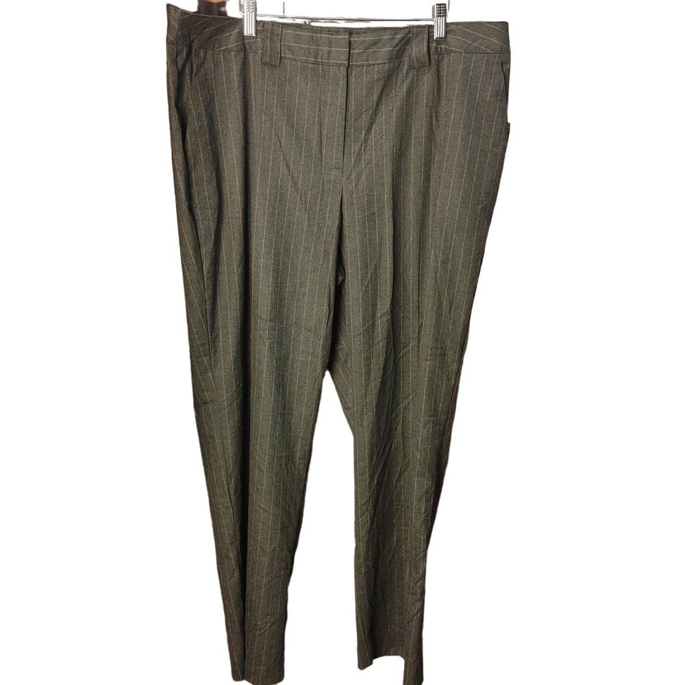 Worthington Men's Dark Gray Pinstriped Straight Leg Dress Pants 18W